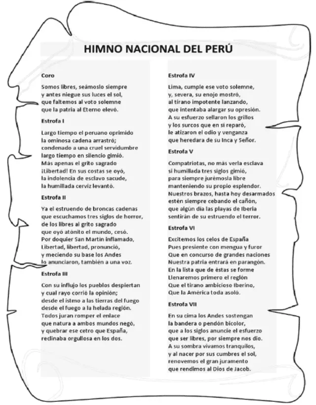 Estrofa 7 del Himno Nacional del Perú. Foto: Alejandra Molina Estrofa 7 del Himno Nacional del Perú. Foto: Alejandra Molina