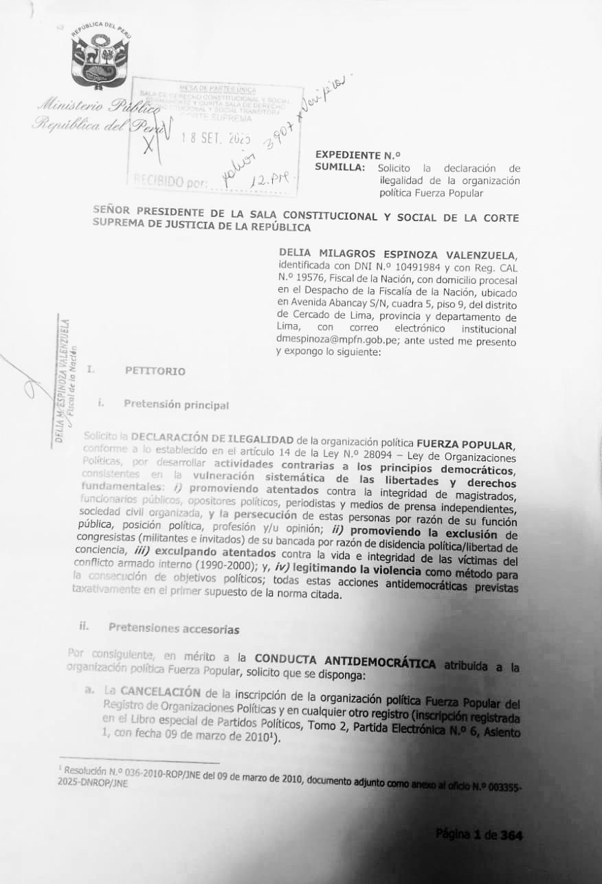 Fiscal de la Nación solicita que se declare ilegal ...